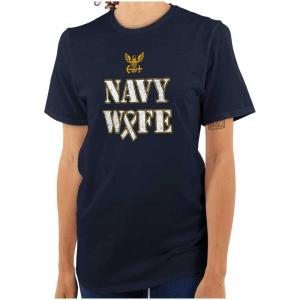United States Navy Proud Wife Womens Graphic T Shirt Tees(Navy)