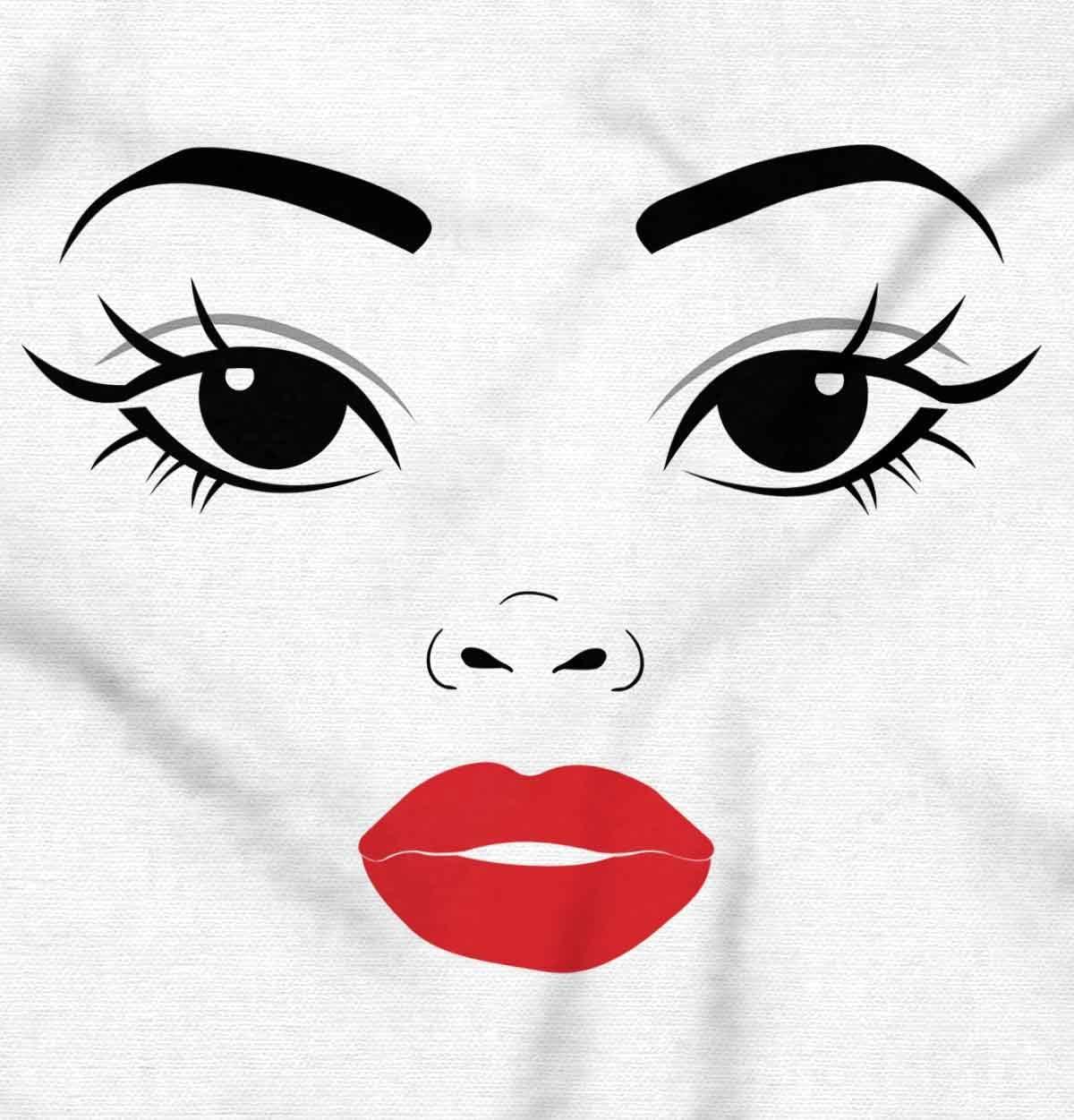 imageBeautiful Lady Face Red Lips Makeup Womens Graphic T Shirt TeesWhite