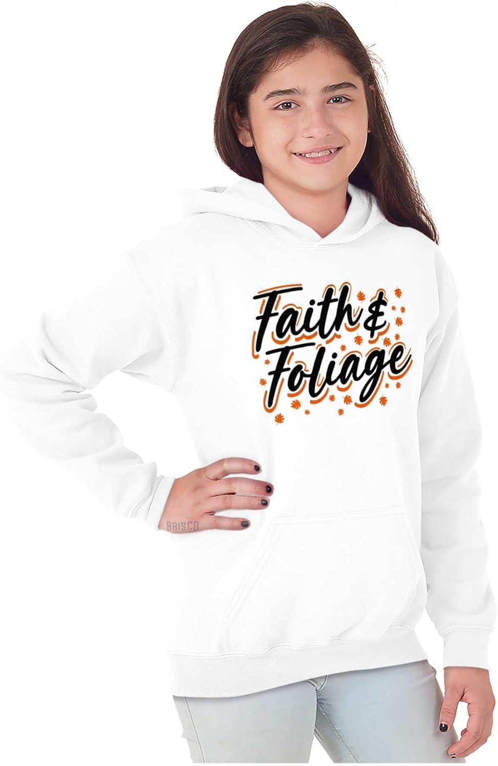 imageBrisco Brands Cute Fall Autumn Faith and Foliage Kids Hoodie Sweatshirt Girls