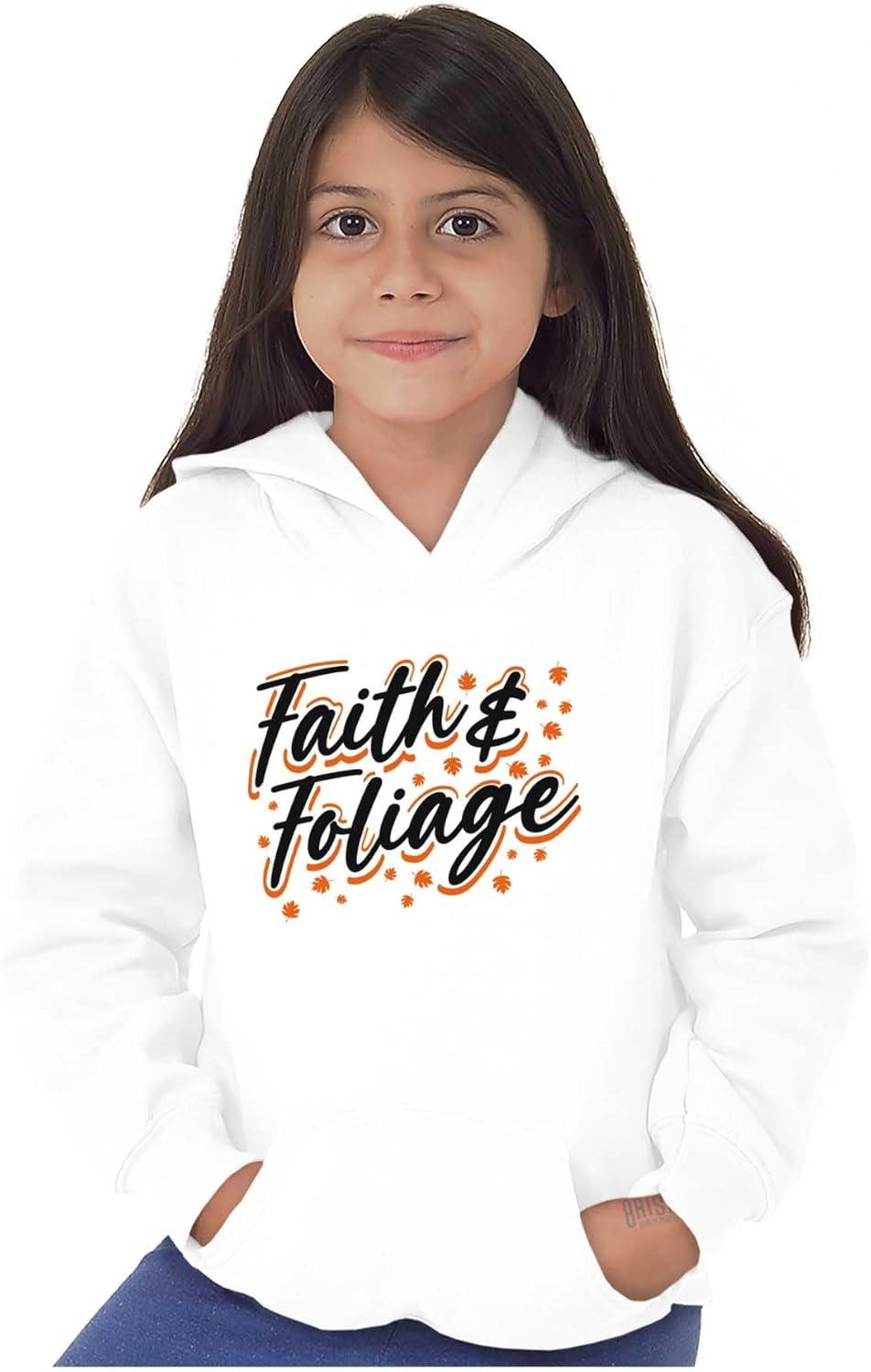 imageBrisco Brands Cute Fall Autumn Faith and Foliage Kids Hoodie Sweatshirt Girls