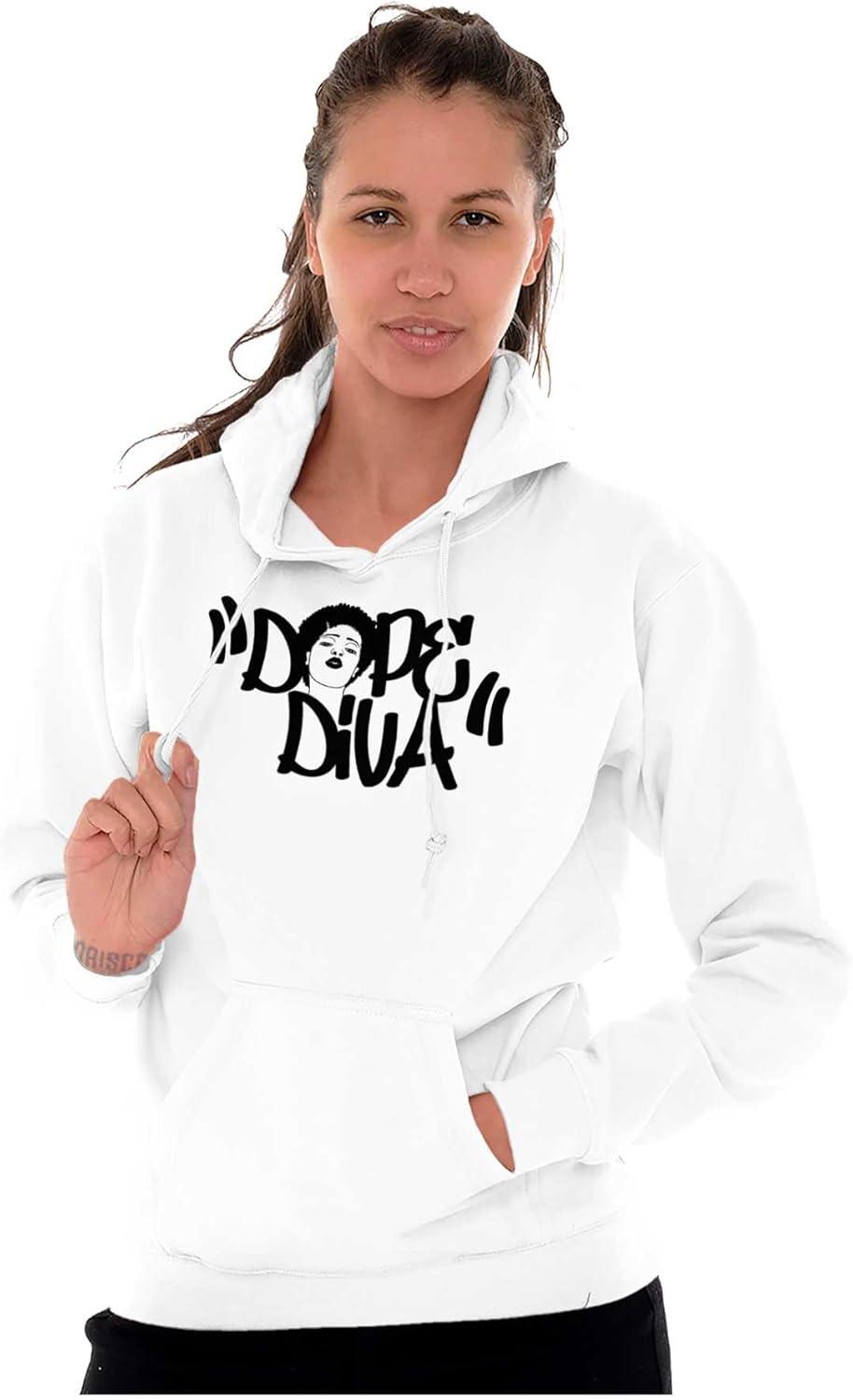imageBrisco Brands Dope Diva Black Girl Excellence Cute Hoodie Sweatshirt WomenWhite