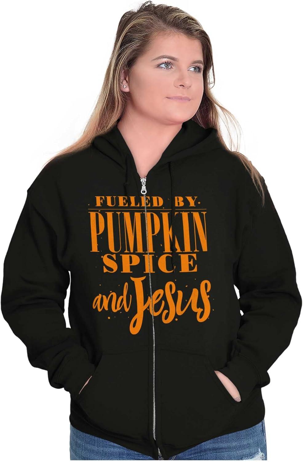 imageBrisco Brands Fueled by PSL and Jesus Cute Fall Zip Hoodie Sweatshirt Women