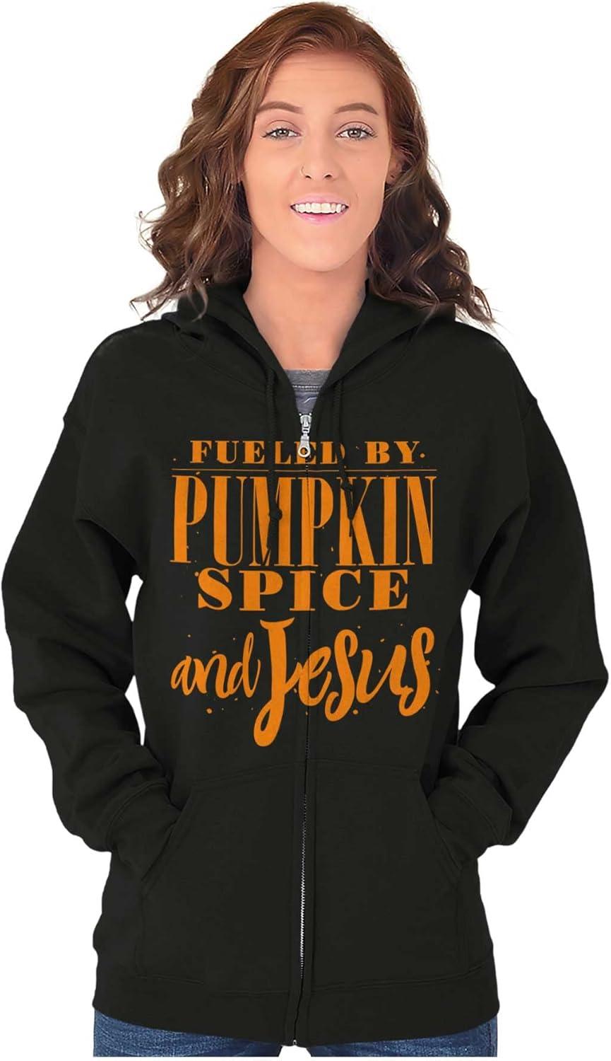 imageBrisco Brands Fueled by PSL and Jesus Cute Fall Zip Hoodie Sweatshirt Women
