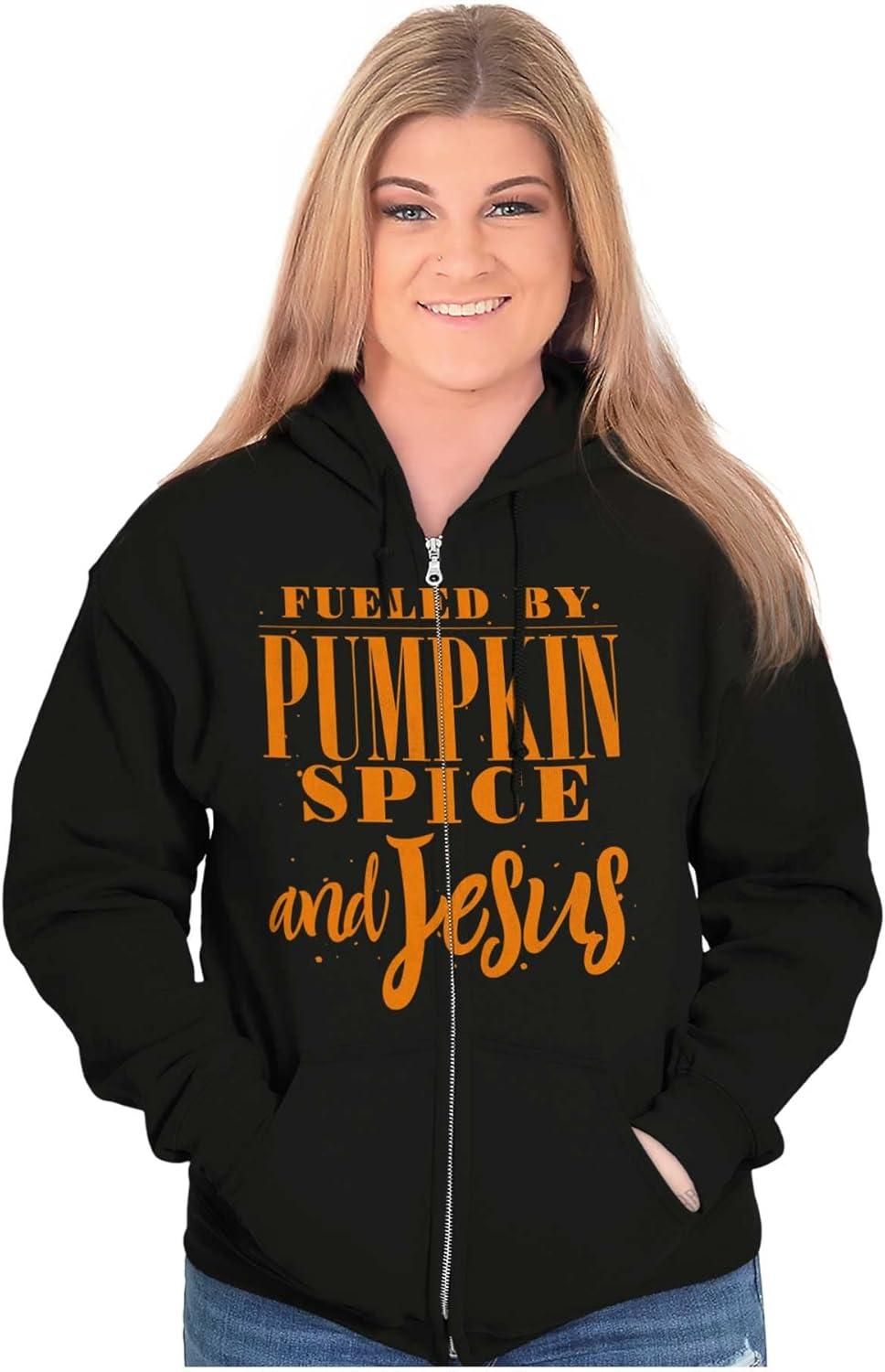 imageBrisco Brands Fueled by PSL and Jesus Cute Fall Zip Hoodie Sweatshirt Women