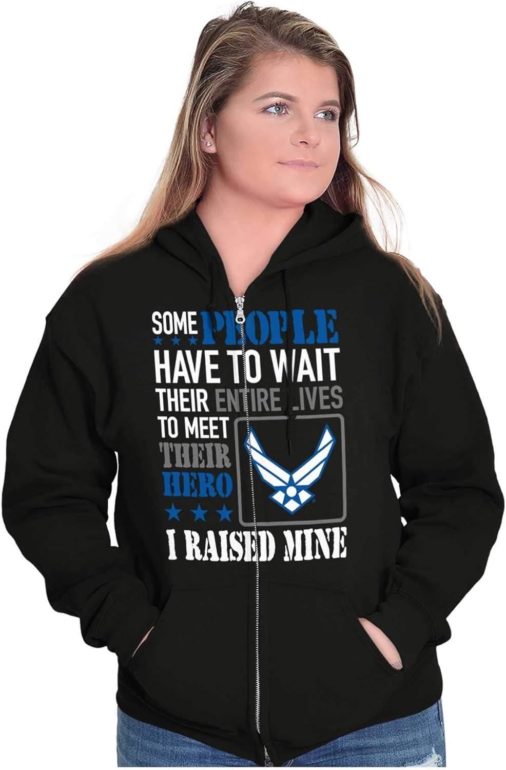 imageBrisco Brands US Air Force Proud Parent Mom Dad Zip Up Hoodie Mens Womens