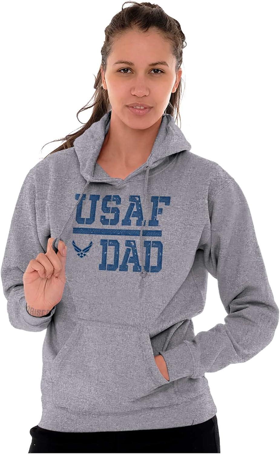 imageBrisco Brands US Air Force USAF Dad Military Father Hoodie Hooded Sweatshirt MenSport Grey