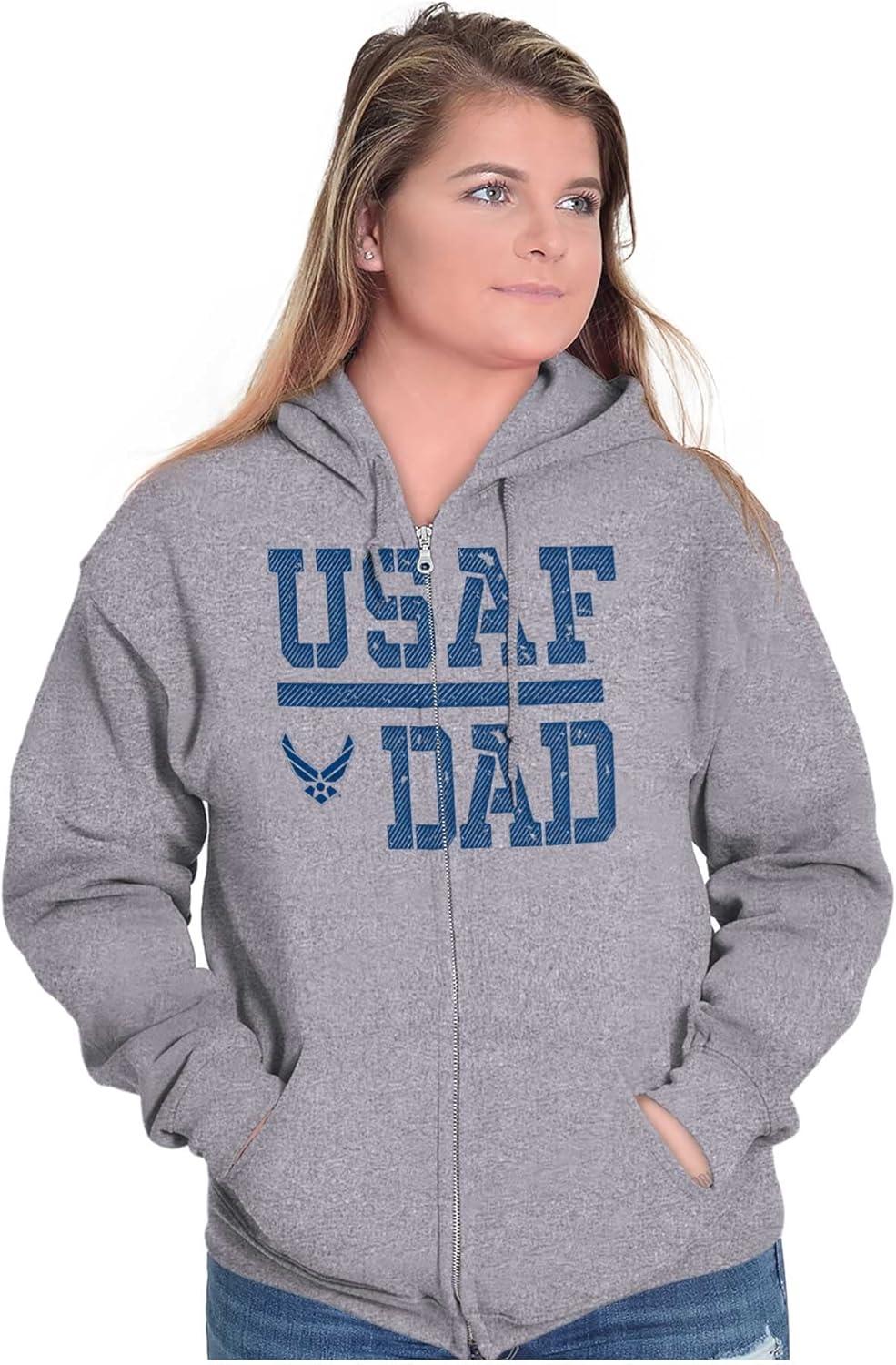 imageBrisco Brands US Air Force USAF Dad Military Father Zip Hoodie Sweatshirt MenSport Grey