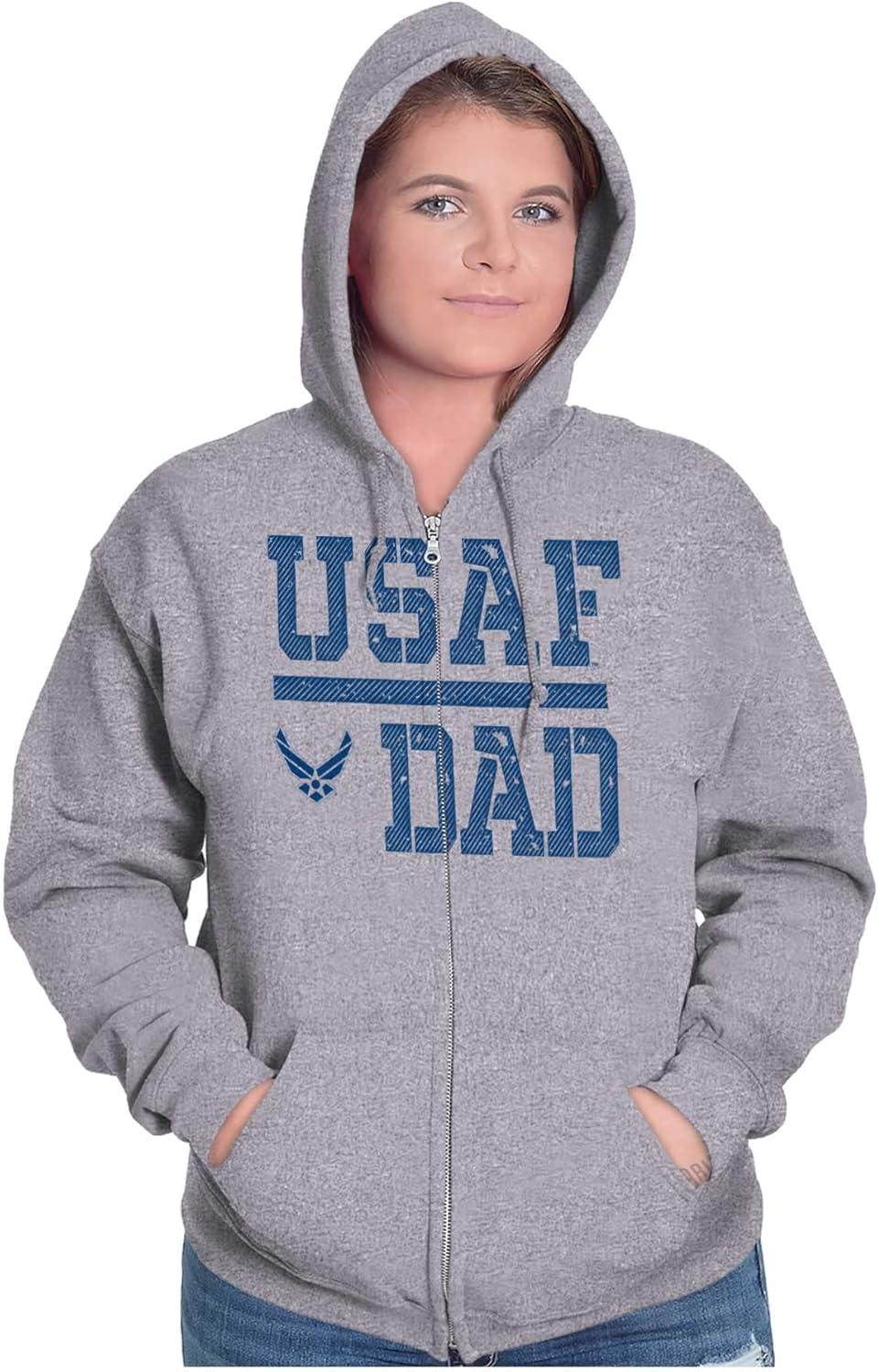imageBrisco Brands US Air Force USAF Dad Military Father Zip Hoodie Sweatshirt MenSport Grey