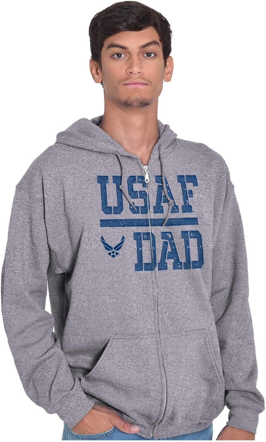 imageBrisco Brands US Air Force USAF Dad Military Father Zip Hoodie Sweatshirt MenSport Grey