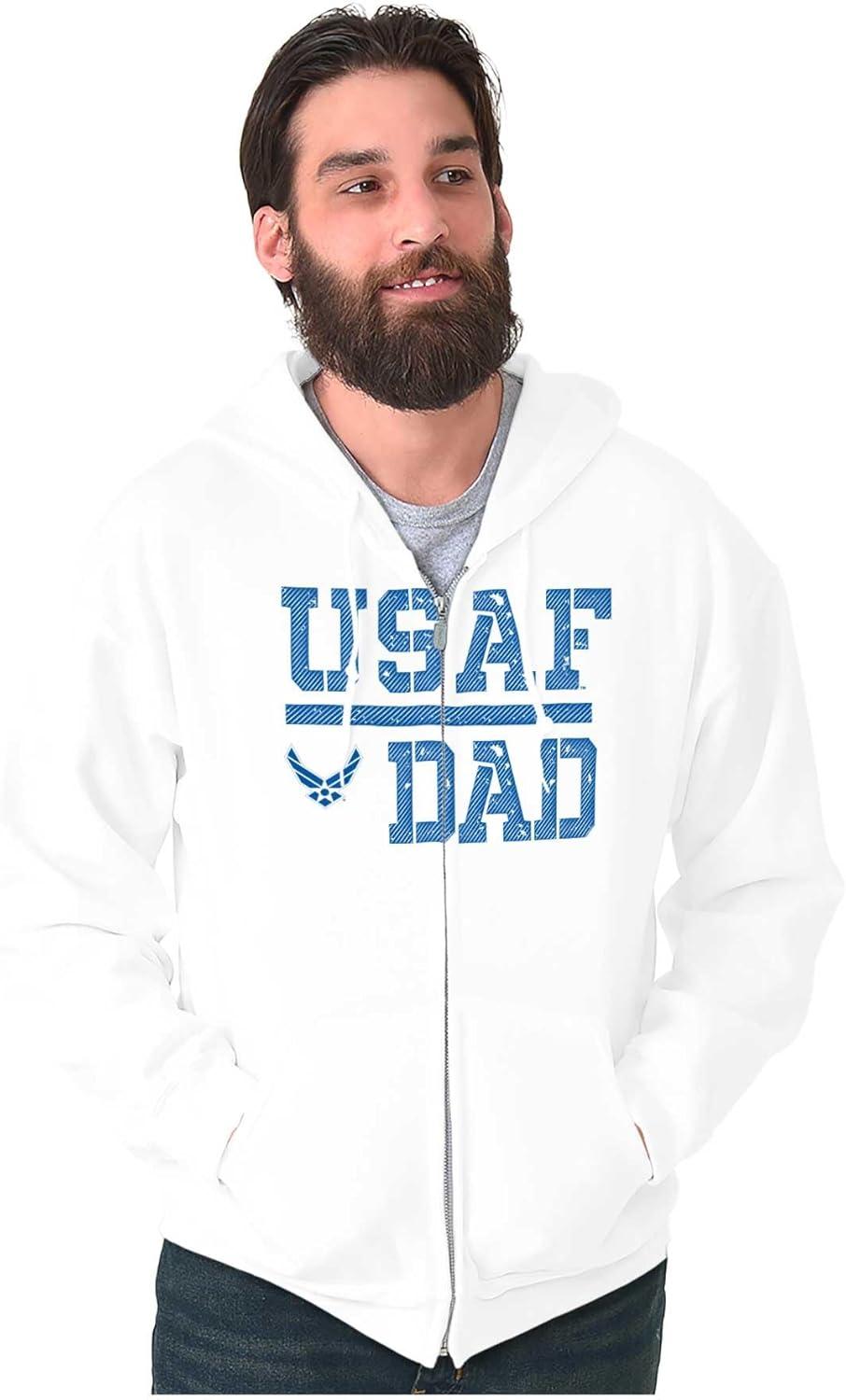 imageBrisco Brands US Air Force USAF Dad Military Father Zip Hoodie Sweatshirt MenWhite