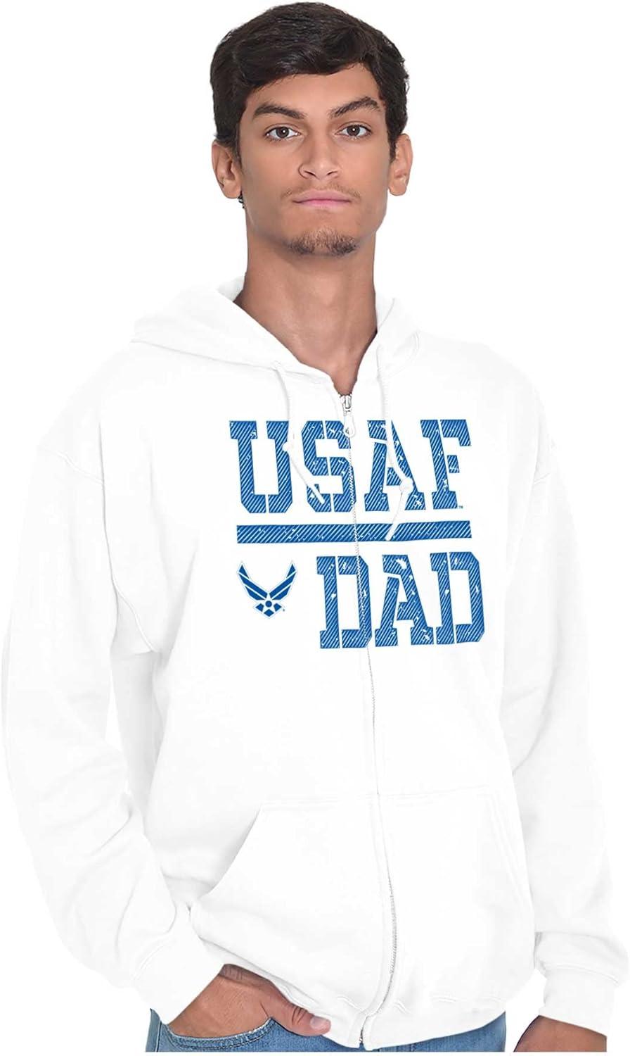 imageBrisco Brands US Air Force USAF Dad Military Father Zip Hoodie Sweatshirt MenWhite