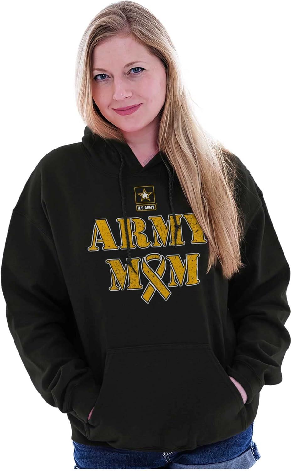 imageBrisco Brands US Army Mom Proud Military Mother Hoodie Sweatshirt WomenBlack