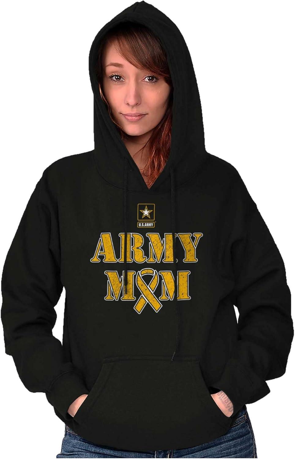 imageBrisco Brands US Army Mom Proud Military Mother Hoodie Sweatshirt WomenBlack