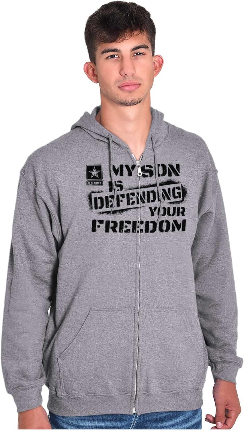 imageBrisco Brands US Army My Son Defending Freedom Zip Up Hoodie Mens WomensSport Grey