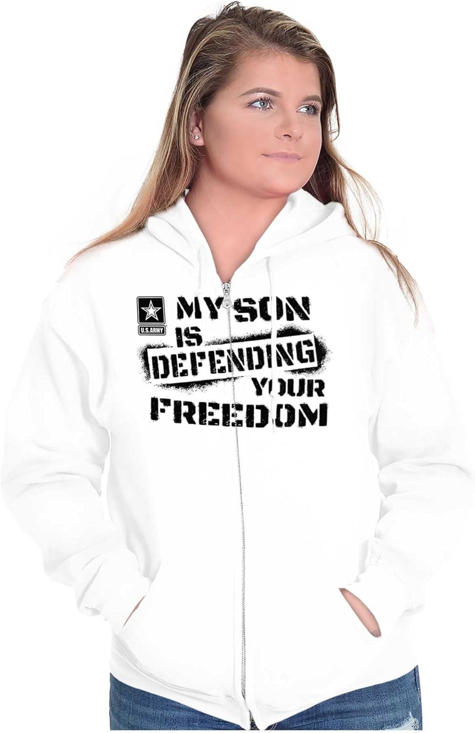 imageBrisco Brands US Army My Son Defending Freedom Zip Up Hoodie Mens WomensWhite