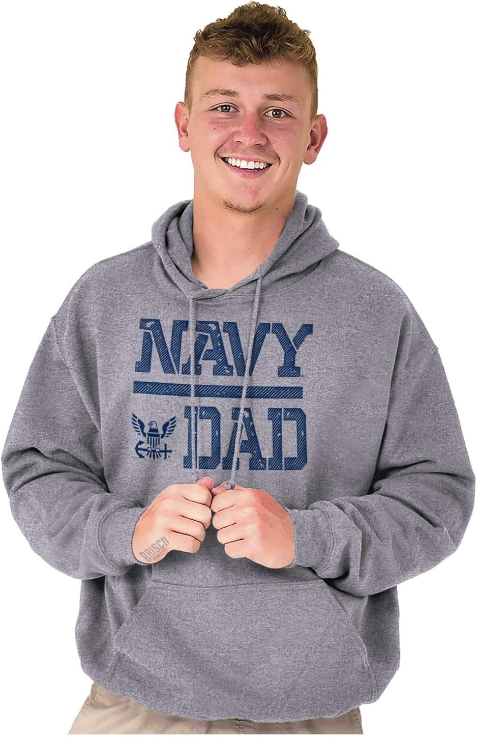 imageBrisco Brands US Navy Dad Military Anchor Logo Hoodie Hooded Sweatshirt MenSport Grey