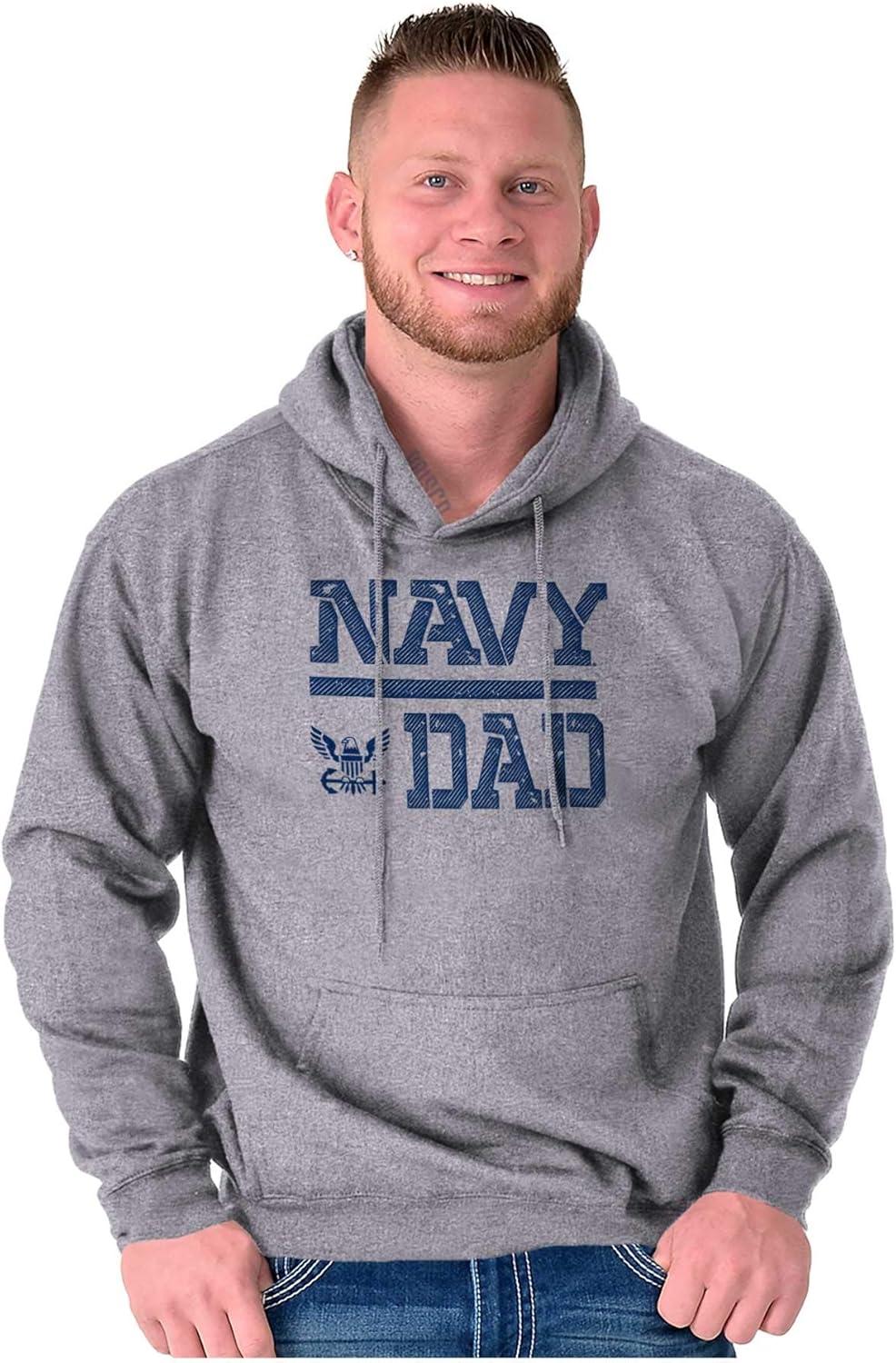 imageBrisco Brands US Navy Dad Military Anchor Logo Hoodie Hooded Sweatshirt MenSport Grey