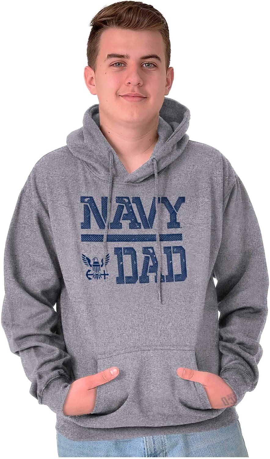 imageBrisco Brands US Navy Dad Military Anchor Logo Hoodie Hooded Sweatshirt MenSport Grey