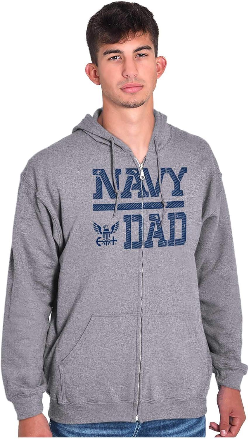 imageBrisco Brands US Navy Dad Military Anchor Logo Zip Hoodie Sweatshirt MenSport Grey