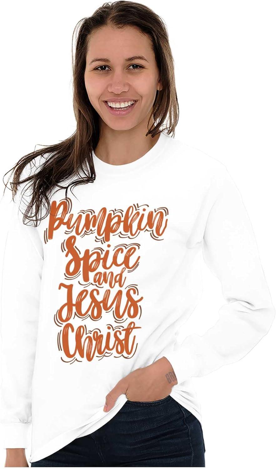 imageFall Pumpkin Spice and Jesus Christ Womens Long Sleeve T ShirtWhite