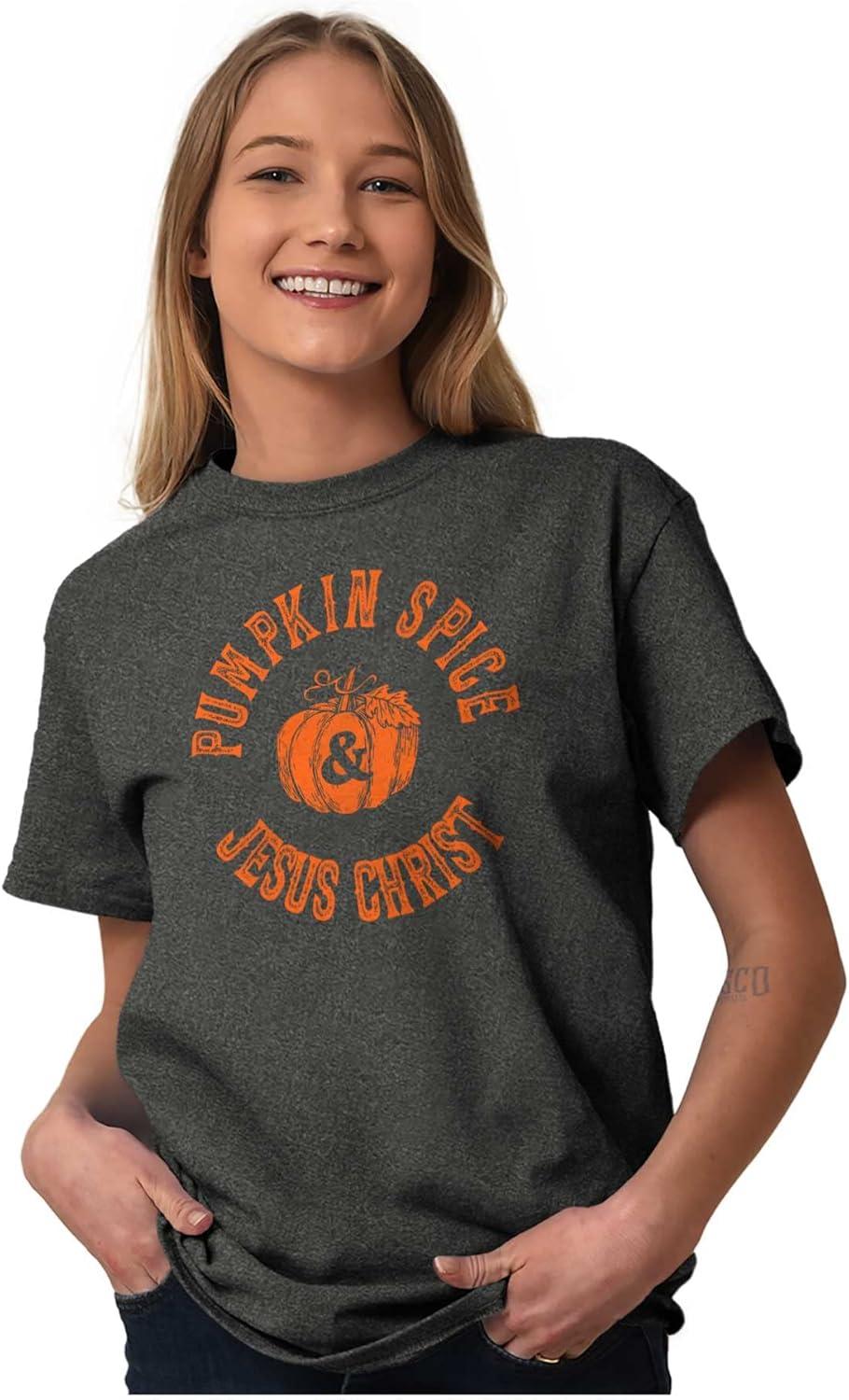 imagePumpkin Spice and Jesus Christ Cute Womens Graphic T Shirt TeesDark Heather