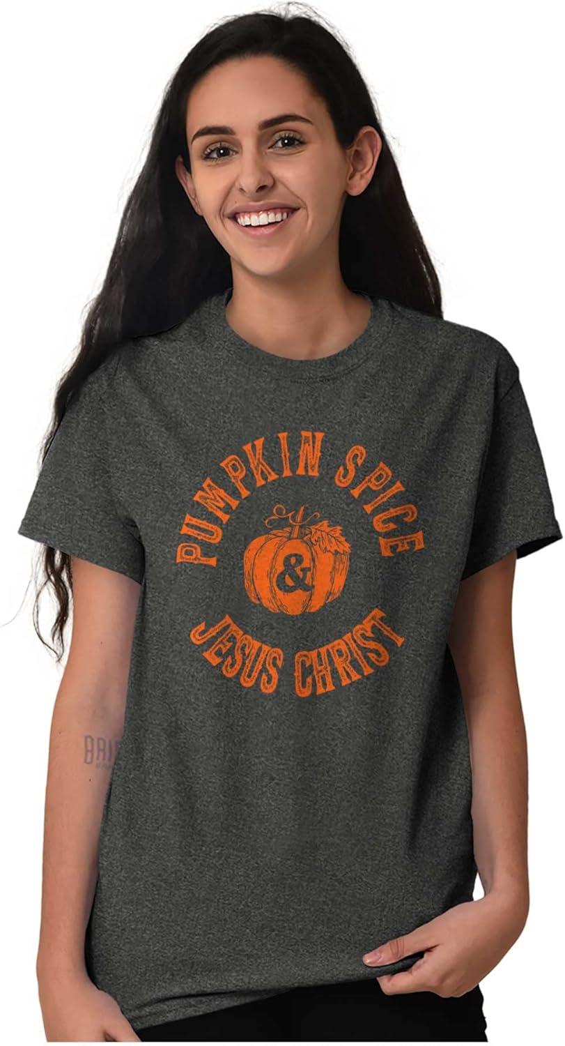 imagePumpkin Spice and Jesus Christ Cute Womens Graphic T Shirt TeesDark Heather