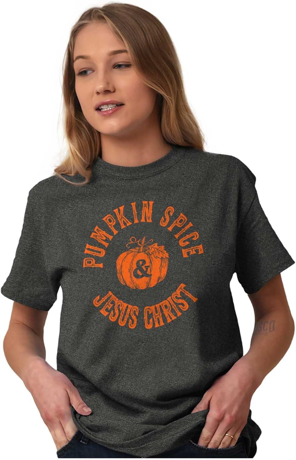 imagePumpkin Spice and Jesus Christ Cute Womens Graphic T Shirt TeesDark Heather