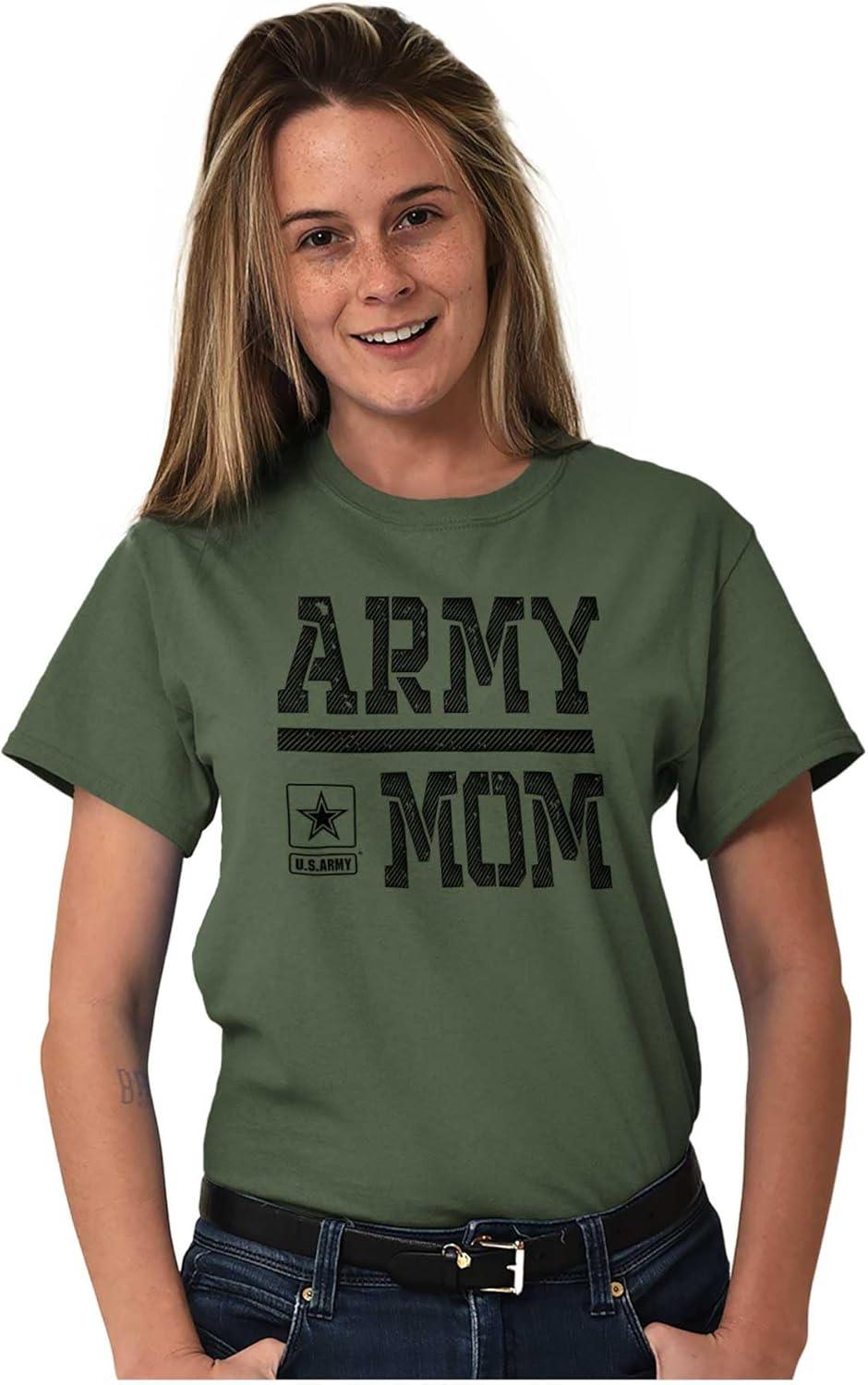 imageUS Army Mom Military Soldier Pride Womens Graphic T Shirt TeesMilitary Green