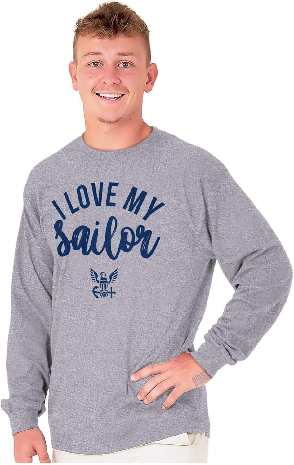 imageUnited States Navy I Love My Sailor Womens Long Sleeve T ShirtSport Grey
