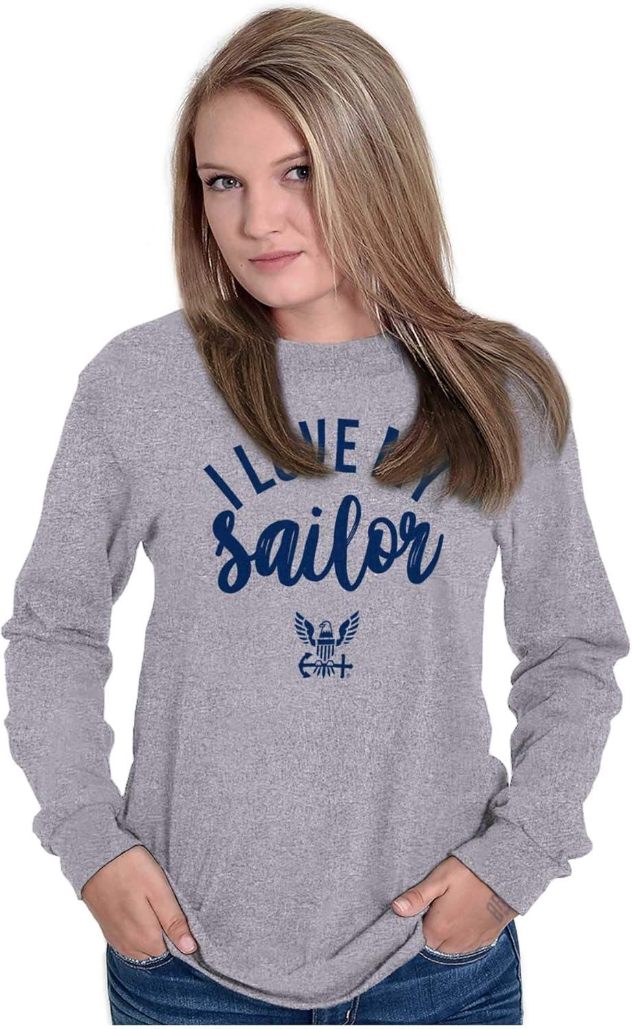 imageUnited States Navy I Love My Sailor Womens Long Sleeve T ShirtSport Grey