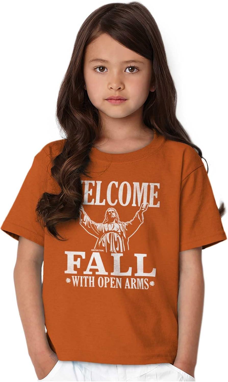imageWelcome Fall Autumn Jesus Vibes Girls Kids T Shirt TeesOrange