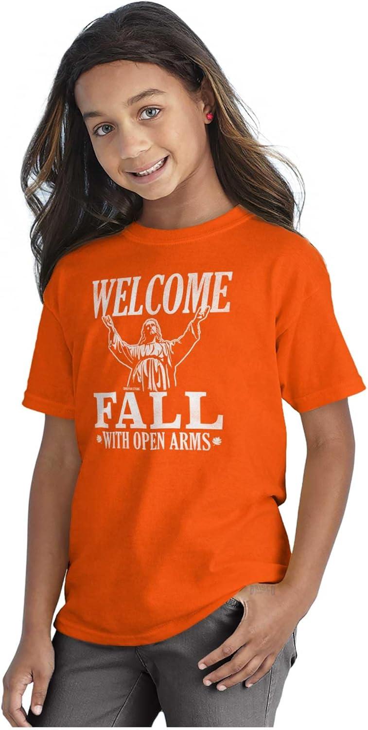 imageWelcome Fall Autumn Jesus Vibes Girls Kids T Shirt TeesTexas Orange