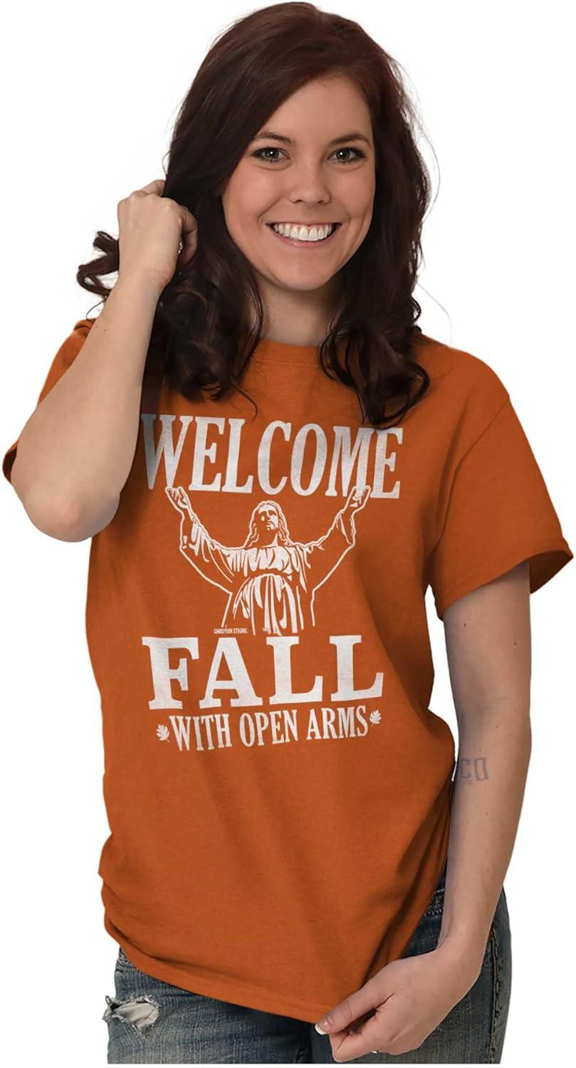 imageWelcome Fall Autumn Jesus Vibes Womens Graphic T Shirt TeesOrange