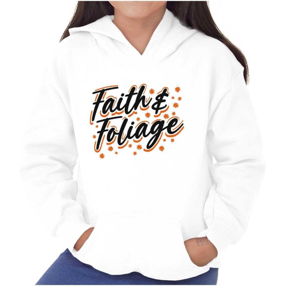 imageBrisco Brands Cute Fall Autumn Faith and Foliage Kids Hoodie Sweatshirt Girls