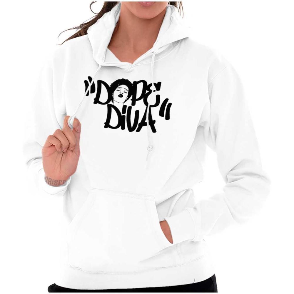 imageBrisco Brands Dope Diva Black Girl Excellence Cute Hoodie Sweatshirt WomenWhite