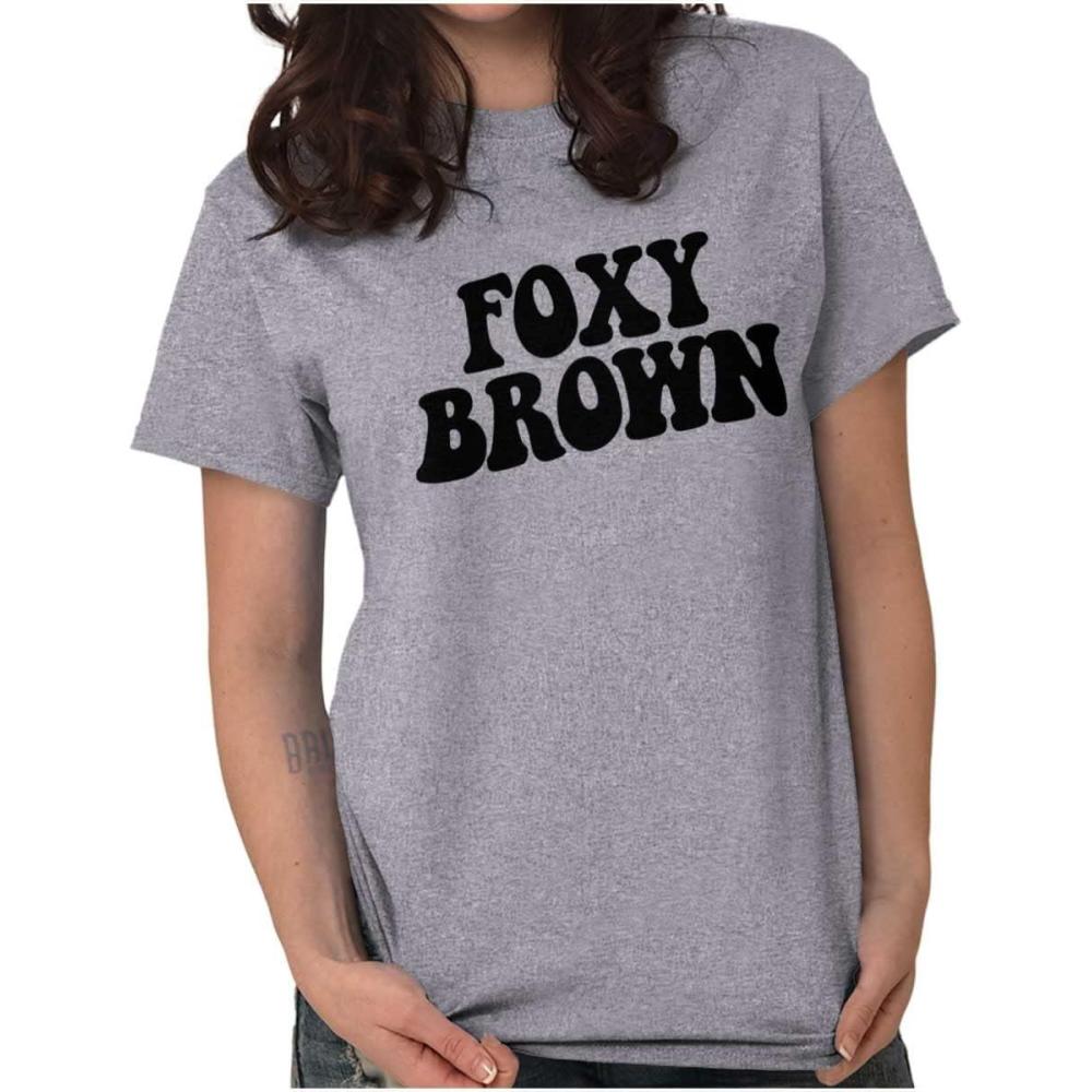 imageBrisco Brands Foxy Brown Cute Retro Black Pride Womens Graphic T Shirt TeesSport Grey