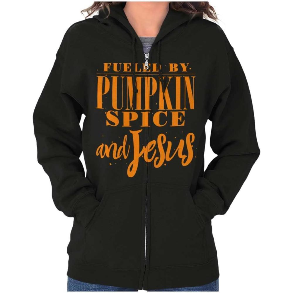 imageBrisco Brands Fueled by PSL and Jesus Cute Fall Zip Hoodie Sweatshirt Women