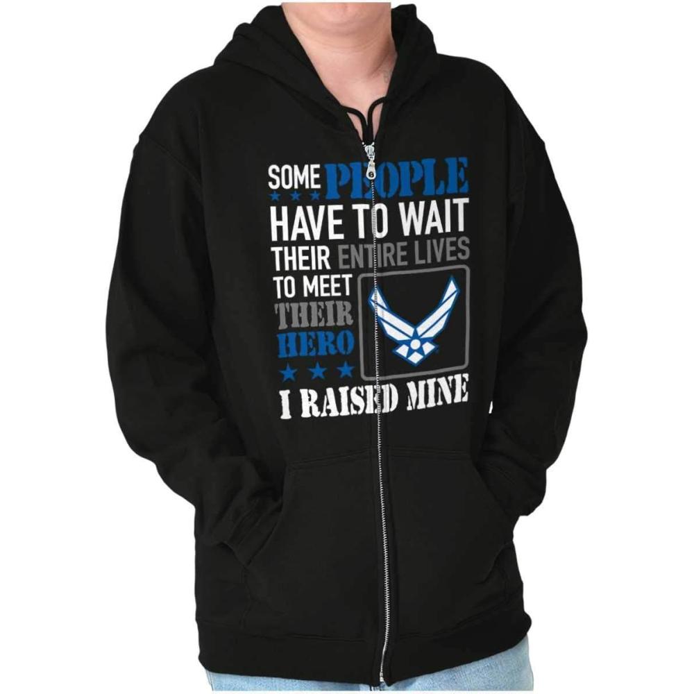 imageBrisco Brands US Air Force Proud Parent Mom Dad Zip Up Hoodie Mens Womens