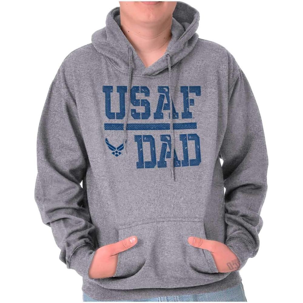 imageBrisco Brands US Air Force USAF Dad Military Father Hoodie Hooded Sweatshirt MenSport Grey