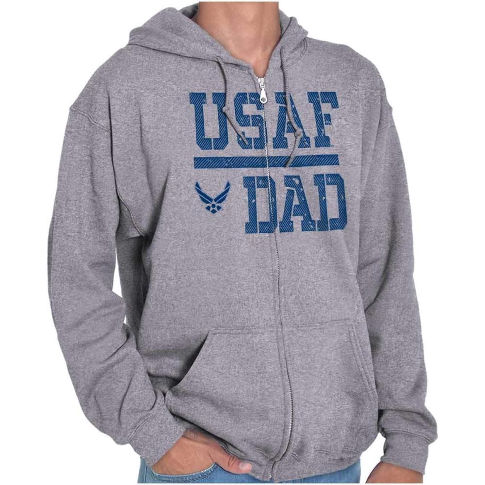 imageBrisco Brands US Air Force USAF Dad Military Father Zip Hoodie Sweatshirt MenSport Grey