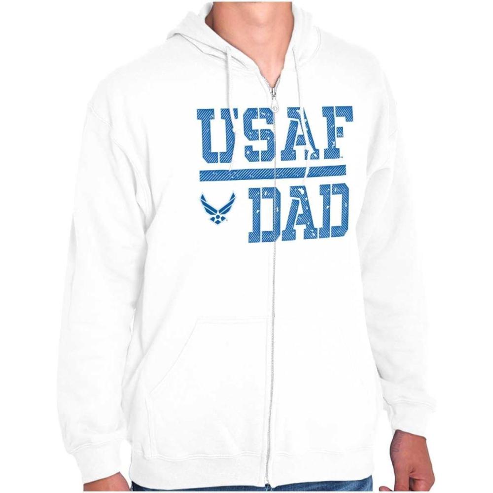 imageBrisco Brands US Air Force USAF Dad Military Father Zip Hoodie Sweatshirt MenWhite