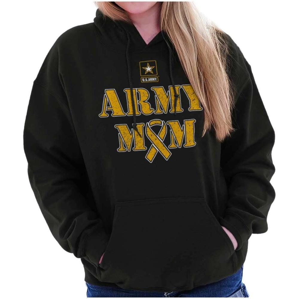 imageBrisco Brands US Army Mom Proud Military Mother Hoodie Sweatshirt WomenBlack