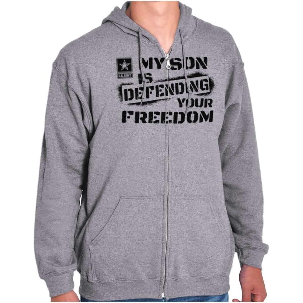 imageBrisco Brands US Army My Son Defending Freedom Zip Up Hoodie Mens WomensSport Grey