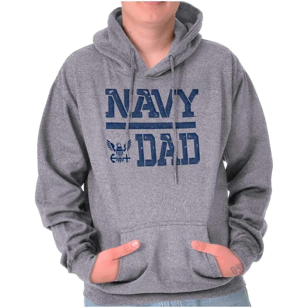imageBrisco Brands US Navy Dad Military Anchor Logo Hoodie Hooded Sweatshirt MenSport Grey