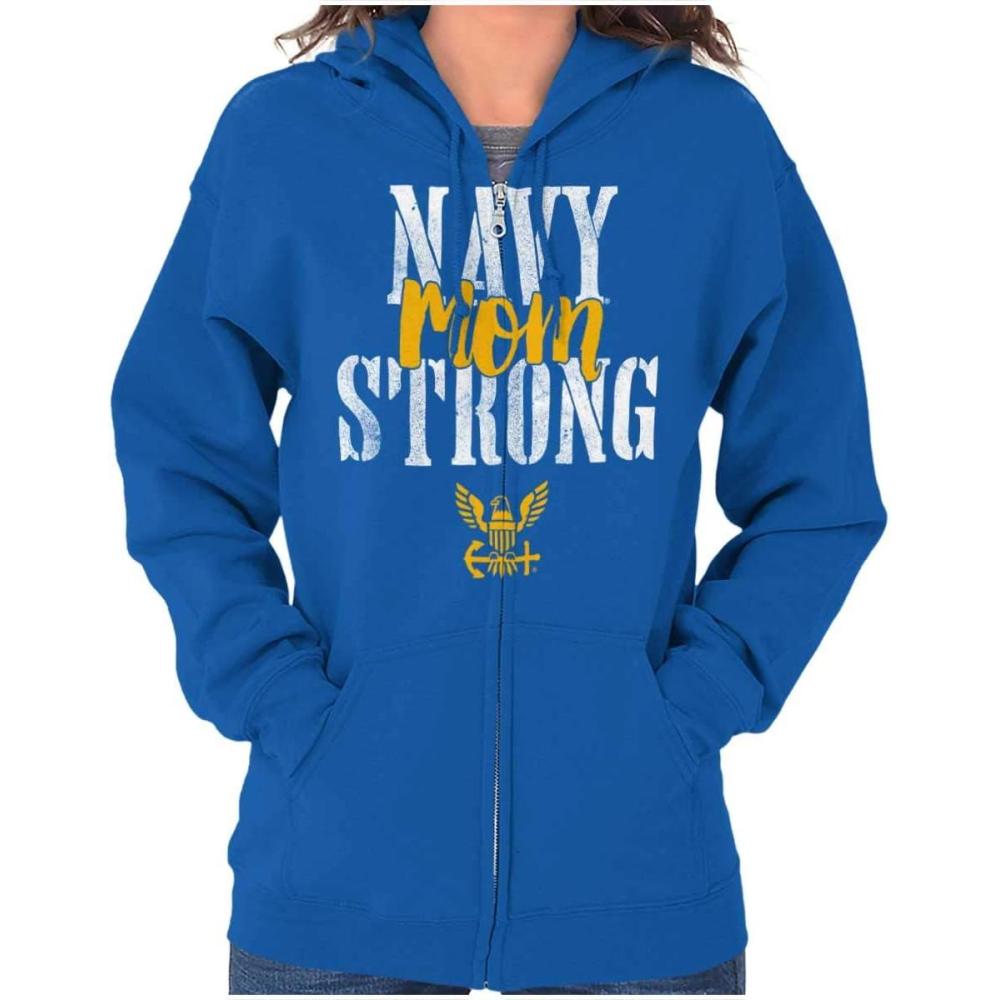 imageBrisco Brands United States Navy Proud Mom Strong Zip Hoodie Sweatshirt Women