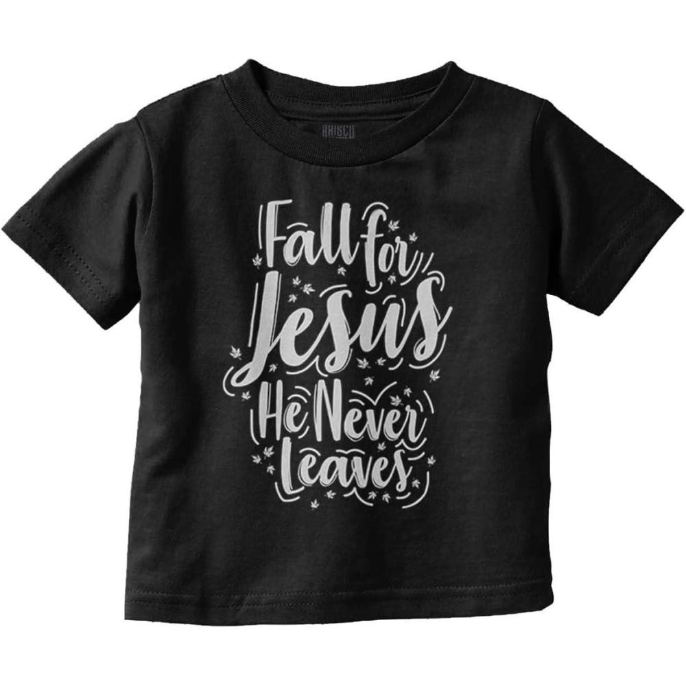 imageFall for Jesus He Never Leaves Quote Youth T Shirt Tee GirlsBlack