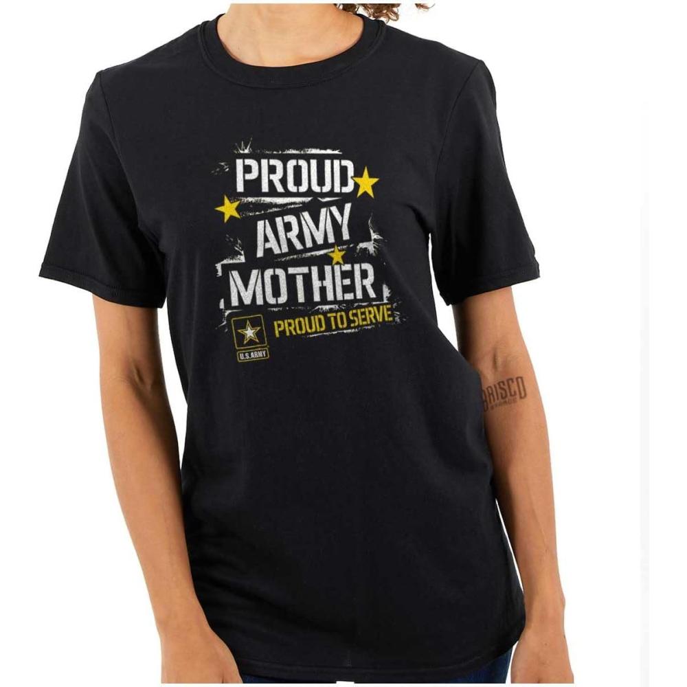 imageUS Army Proud Military Mother Mom Womens Graphic T Shirt TeesBlack