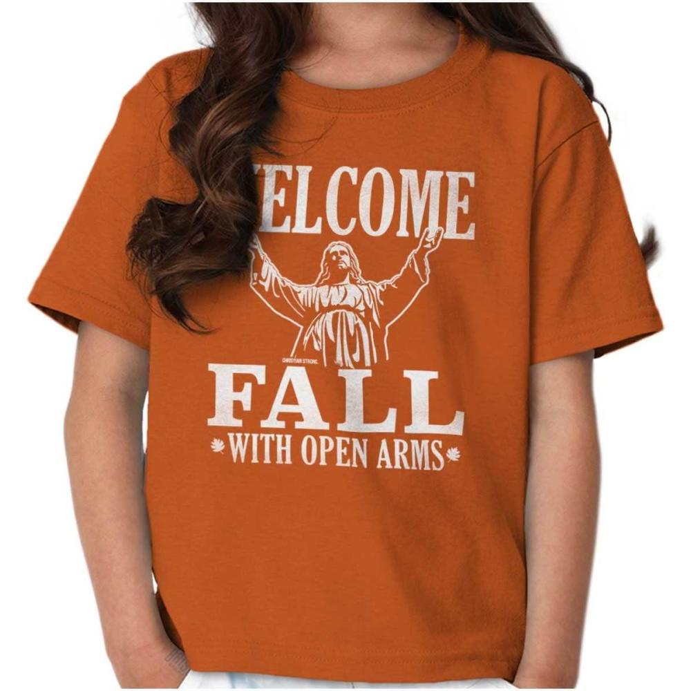 imageWelcome Fall Autumn Jesus Vibes Girls Kids T Shirt TeesTexas Orange