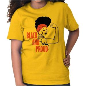 Black and Proud Strong Melanin Queen Womens Graphic T Shirt Tees(Gold)