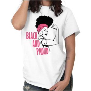 Black and Proud Strong Melanin Queen Womens Graphic T Shirt Tees(White)